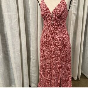 Urban Outfitters Red and White Patterned Midi Dress